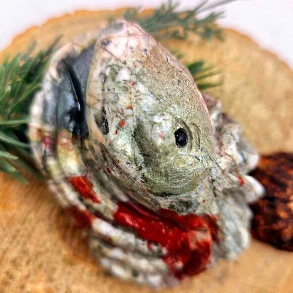 Nature Blood Stone Hand Carved 3.5" Big Octopus Figure - Picture 2 of 10